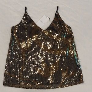 Scotch & Soda Gold Sequin Tank Top NWT Size XS